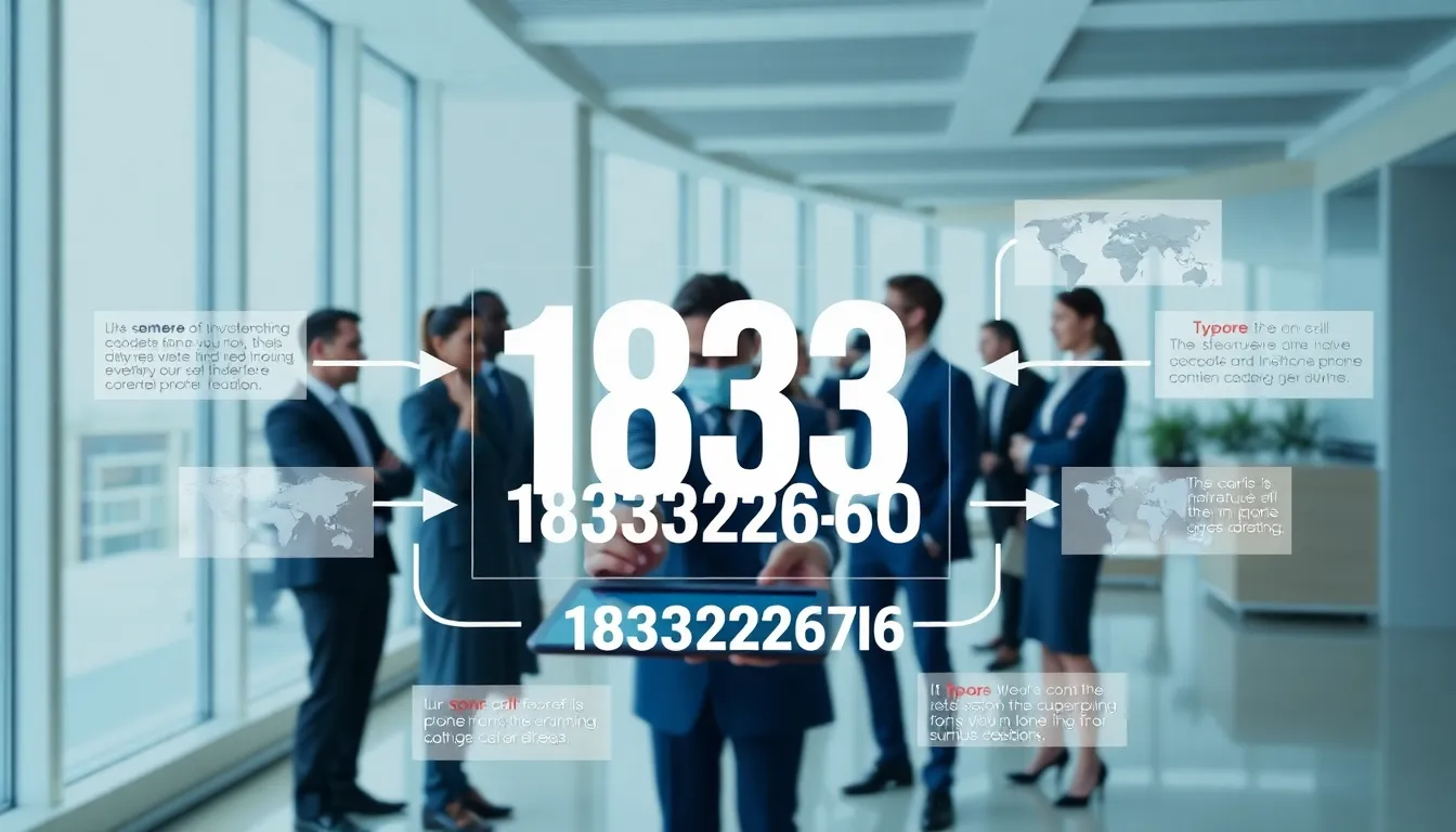 Infographic illustrating phone number formats with emphasis on the 1833 area code.