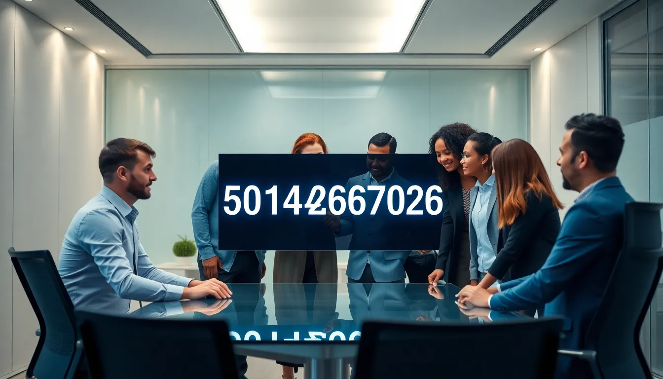 diverse professionals discussing data in a modern office.