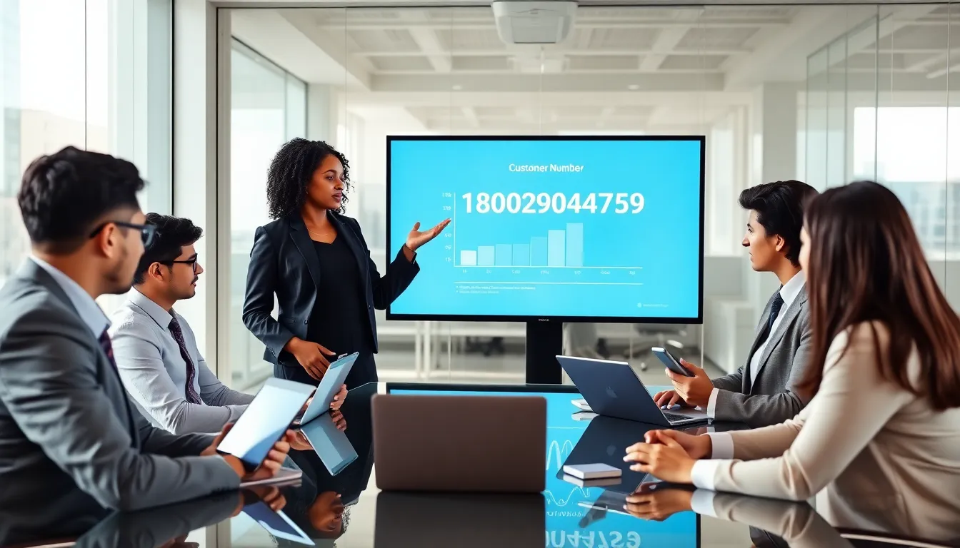diverse team discussing customer service strategies in a modern office.