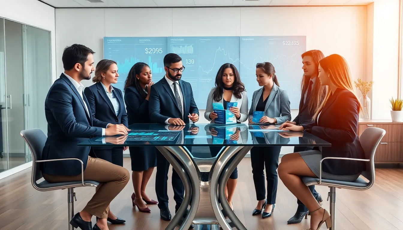 diverse business team analyzing numerical data in a modern office.
