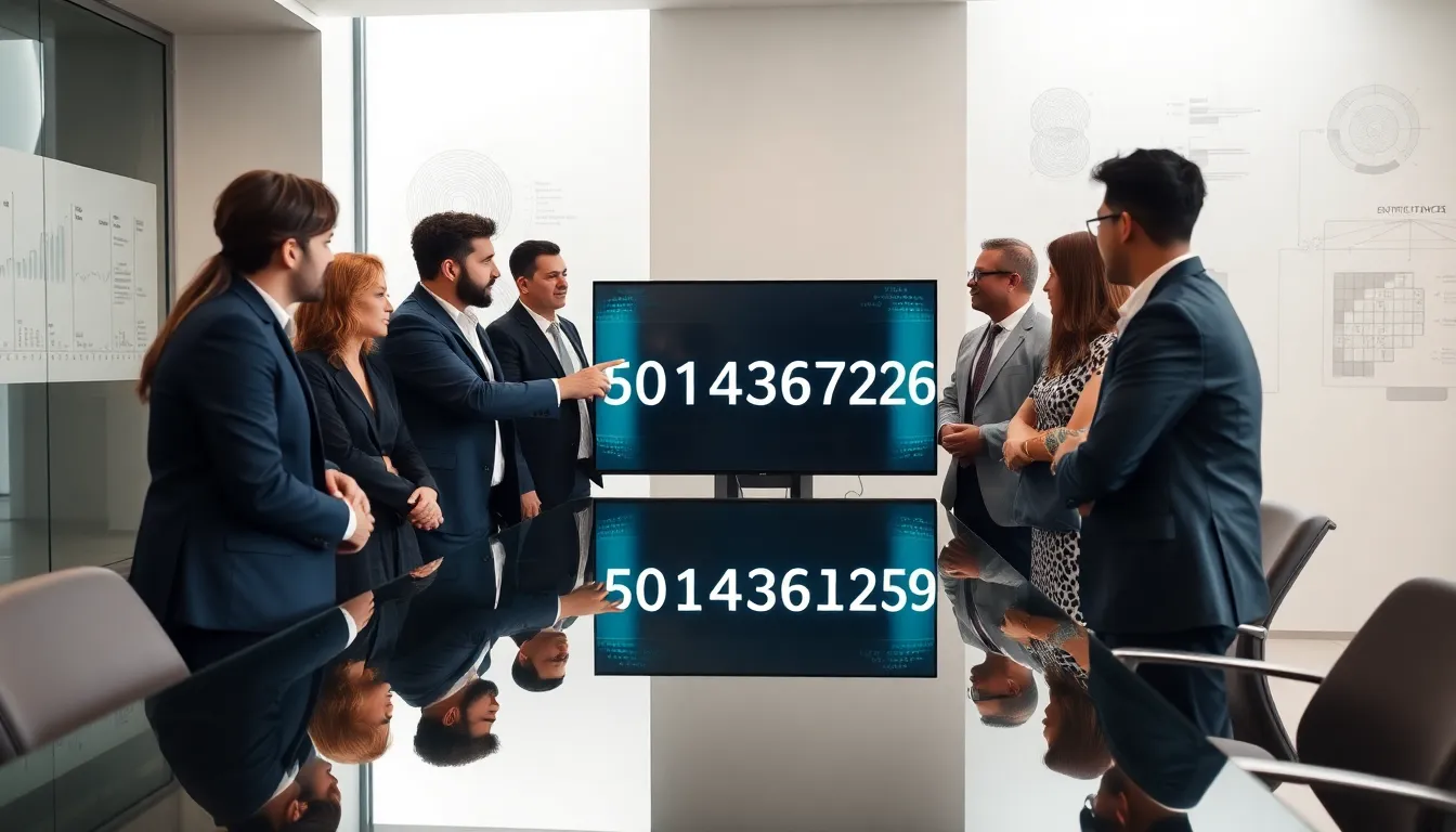 diverse team discussing numeric sequences in a modern office.